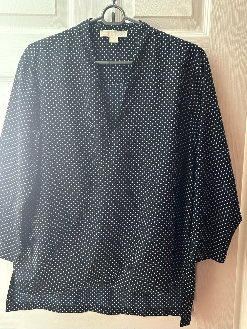 Women's Navy Michael Kors Polka Dot V-Neck Crossover Tunic